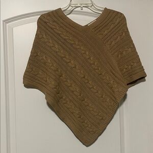 LOFT Cable Knit Poncho Sweater - Tan